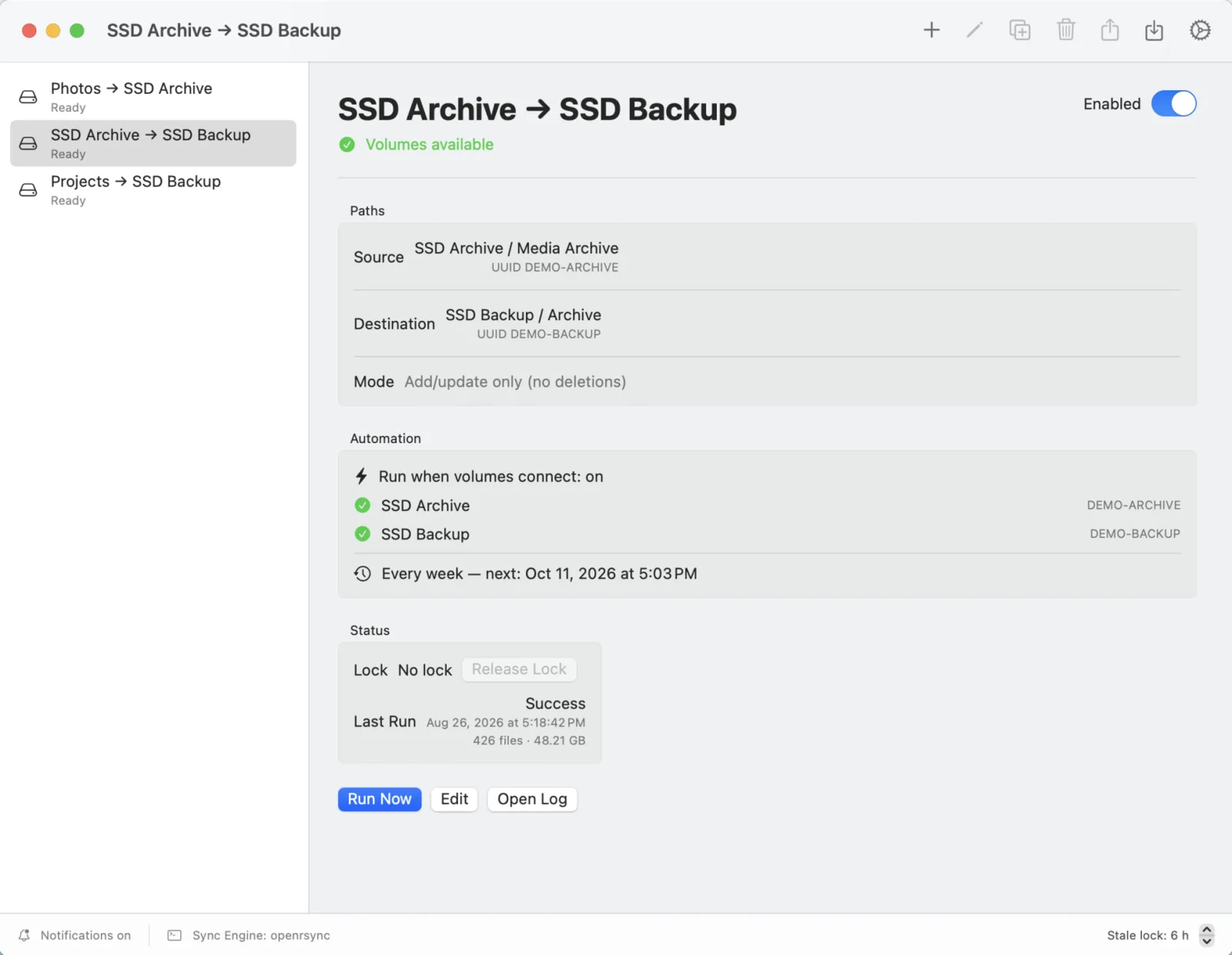 A job that copies one SSD to another, waiting for both drives to be connected